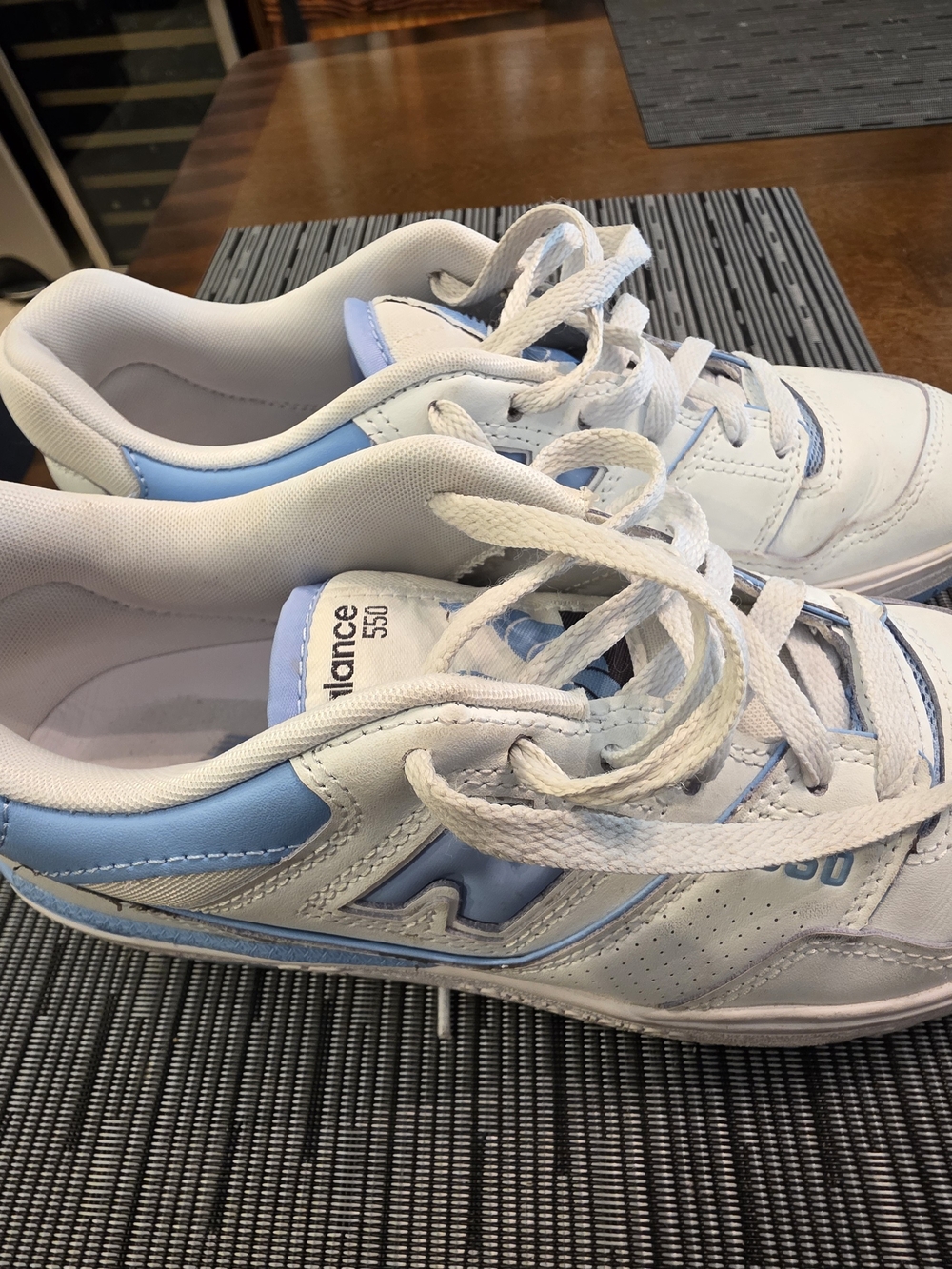 New Balance 550 White and Light Blue Sneakers
